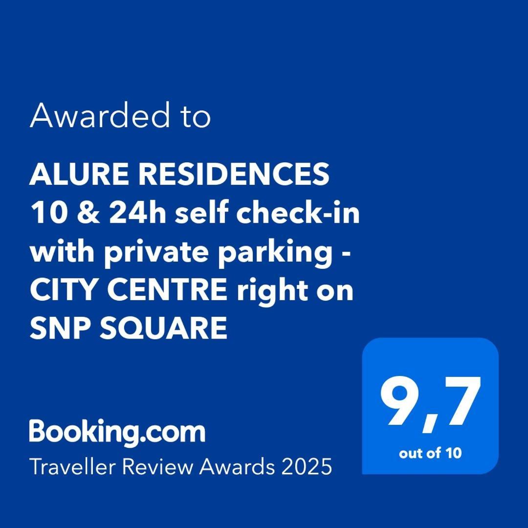 Alure Residences 10 - 24H Self Check-In & Private Parking Next To The Apartment Building Included, City Center Right On Snp Square In A Quiet Passage, New Building, Best Deal In Town Banská Bystrica Extérieur photo